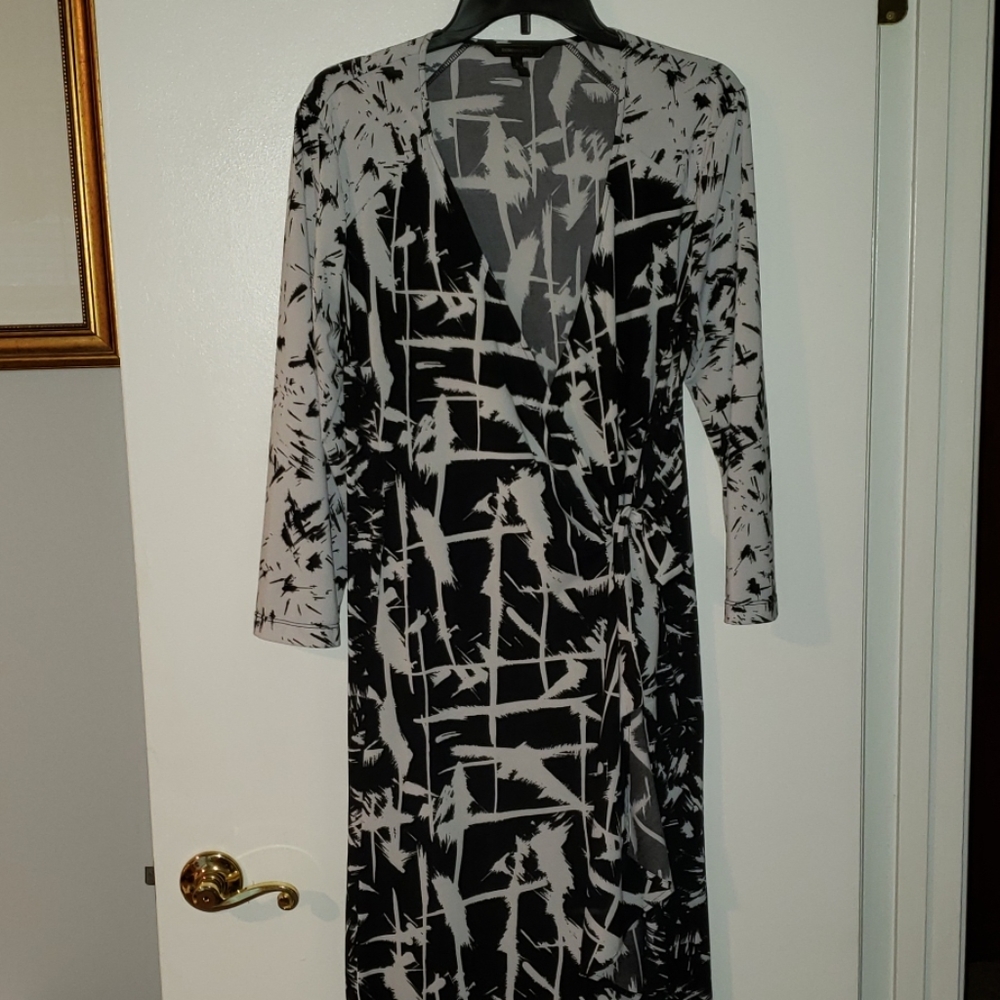 Black and White Wrap Around Dress